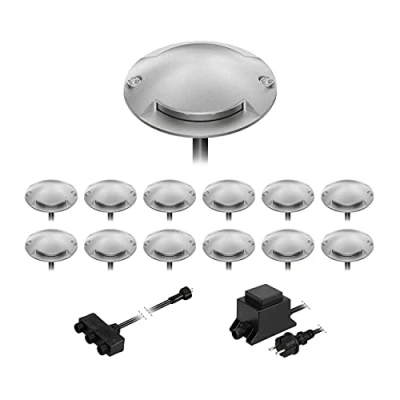 Immagine di ledscom.de Lampada da terra a LED Bunda, 2 luci, per esterni, passabile, bianco caldo, set di 13