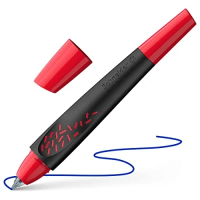 Immagine di Schneider Breeze 18882 Penna roller in plastica riciclata, premiata con l&#039;angelo blu, colore dell&#039;inchiostro: blu reale, cancellabile, nero/rosso