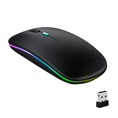 Immagine di GeekerChip Mouse Bluetooth Ricaricabile,Mouse Wireless Silenzioso,Mouse Senza Fili a Due Modalità (Bluetooth 5.1+2.4G),3 Livelli DPI(800/1200/1600) Regolabili per PC(Nero)