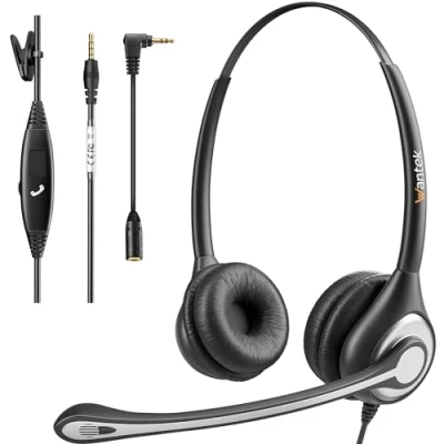Immagine di Cuffie Telefono Cellulare con Microfono Cancellazione del Rumore &amp; Controllo Volume, Auricolare PC 3,5 mm per iPhone Samsung Smartphone Computer Laptop Skype Chat Business Ufficio Conference Call