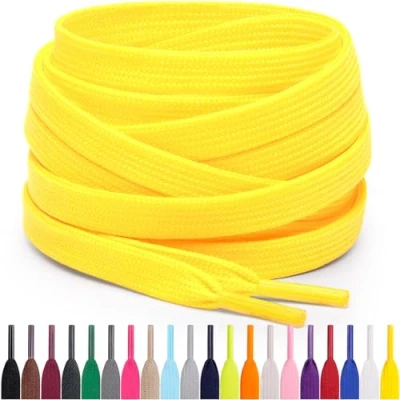 Immagine di Miscly Lacci Piatti per Scarpe Sportive, Disponibili in Varie Lunghezze e Colori (Giallo, 160 cm)
