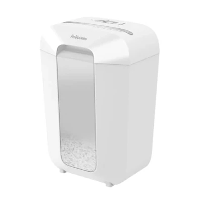 Immagine di Fellowes distruggi documenti a frammento LX70, 11 fogli, per casa e piccolo ufficio, uso personale, cestino da 18 litri, distruggidocumenti con blocco di sicurezza, bianco