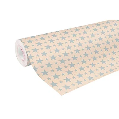 Immagine di Clairefontaine 223801C un rotolo di carta kraft grezza riciclata MISURE: 50mx70 cm 70g Motivo: stelle argento riciclata, Ideale per confezionamento regali, Fai da te, Hobby creativo