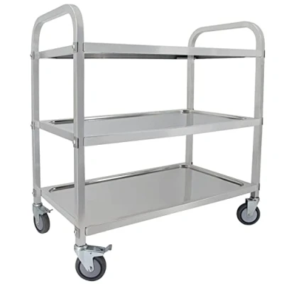 Immagine di WXZX Carrello di Servizio da Cucina con 4 Ruote, Portavivande Scaffale in Acciaio Inox A 3 Ripiani,Carrello Medico,Carrello Portavivande,Carrello Ristorante,portaoggetti Mobile