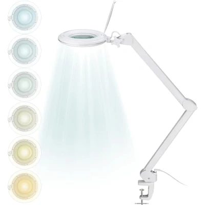 Immagine di goobay 60364 Lampada di ingrandimento LED con pinzetta/lampada in plastica / 10 W potenza assorbita/flusso luminoso 800 lm/tensione servizio 230 V (AC) bianco
