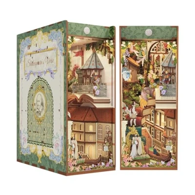 Immagine di Tonecheer x BRITISH LIBRARY kit fai da te, Verso di Shakespeare, Puzzle in Legno 3D per Adulti, Miniatura Inserire Libreria con Luci LED, Artigianato, Regali unici