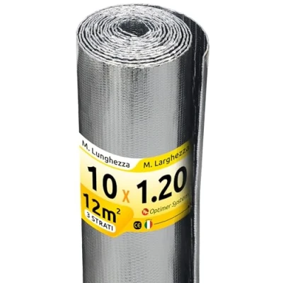 Immagine di Optimer System Isolamento Termico Riduce il Freddo e Calore Pannelli Riflettenti per Termosifoni la Perdita di 10x1.20m 12m²
