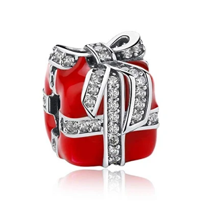 Immagine di Charm a forma di Natale, in argento Sterling 925, per braccialetti Pandora, gioielli da donna, Cristallo Smalto S925