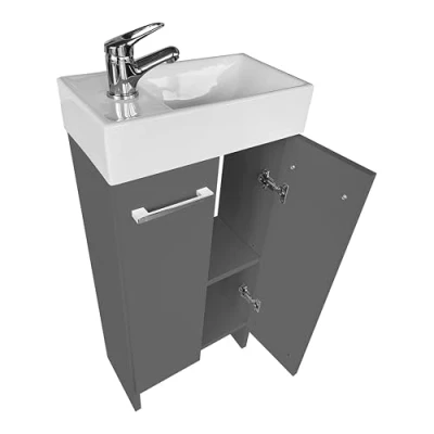 Immagine di paplinskimoebel mobile bagno 81 cm x 40 22 cm, con lavabo sottolavabo per 40cm, (grafite)