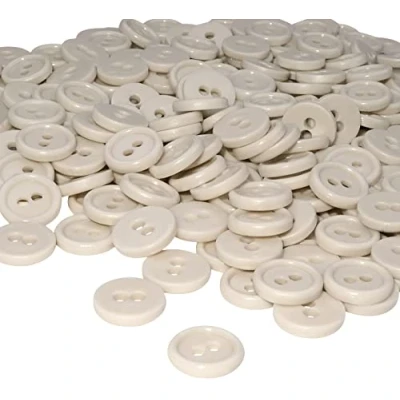Immagine di AERZETIX C56353 Set di 100 Bottoni rotondi per cucito Ø11.5x2.2mm con 2 fori diametro apertura 2mm colore beige chiaro in plastica hobby creativo decorazione cucire merceria moda