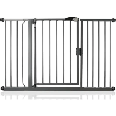 Immagine di Safetots Cancelletto per Scale a Chiusura Automatica Pressione, 132.6 cm 139.6 cm, Grigio ardesia, Bambini, Barriera di Sicurezza Bambini