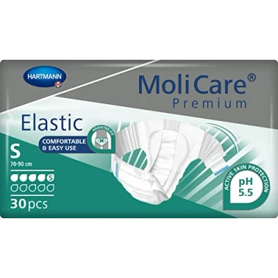 Immagine di MoliCare Ciabatte usa e getta elastiche di alta qualità, unisex, discrete, per donne uomini con incontinenza, 5 gocce, taglia S, confezione da 30