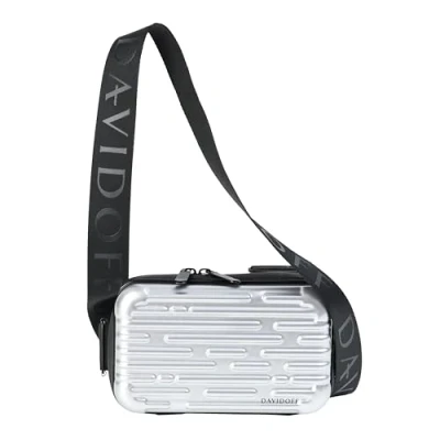 Immagine di DAVIDOFF THE LIMITED EDITION Hardcase Crossbody borsa a tracolla rigida da uomo grigio metallizzato uom resistente all&#039;acqua in materiale riciclato ispirata Cool Water