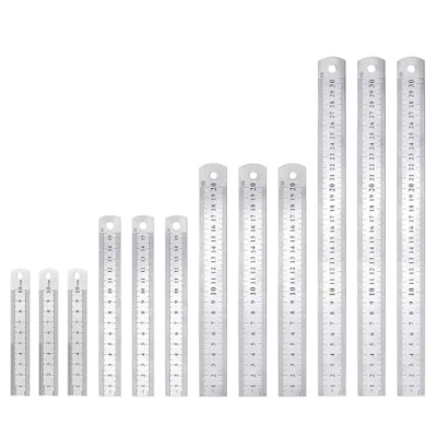 Immagine di 12 righelli in metallo, 10 cm, 15 20 30 righello acciaio inox, con doppio lato scala, strumento di misurazione metallo per ingegneria, insegnamento, ufficio