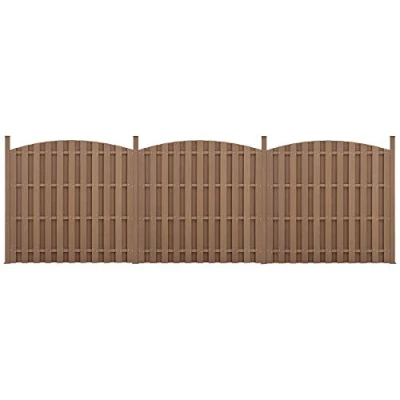 Immagine di Steccato per Giardino Staccionata Recinzione Pannello ad Arco WPC Legno Composito Set di 3 Pezzi 185 x 562 cm Marrone