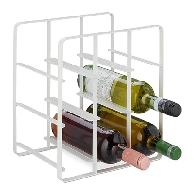 Immagine di Relaxdays Cantinetta per 9 Bottiglie, Scaffale Portabottiglie in Ferro Verniciato a Polvere, 30 x 27,5 20 cm, Bianco