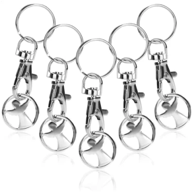 Immagine di com four® 5X Portachiavi in Metallo con moschettone e Chip per Carrello della Spesa, la Spesa Rimovibile, Portafortuna Come (05 Pezzi Angelo)