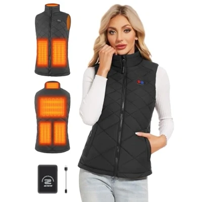 Immagine di Vofuoti Gilet Riscaldato Donna, Giacca Riscaldata con USB, Taglio Sottile, 3 Livelli di Calore Power Bank per Attività all&#039;aperto