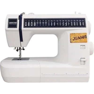 Immagine di VERITAS macchina da cucire JSB21 I 21 Programmi di punti, aiuto per filettatura, tensione del filo e tagliafili, luce a LED, con copertura antipolvere, meccanica (bianco)