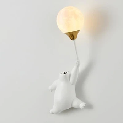 Immagine di Klobvtt lampada da parete a forma di orso cartone animato palloncino per camera dei bambini apparecchio illuminazione montaggio fata G9 applique c