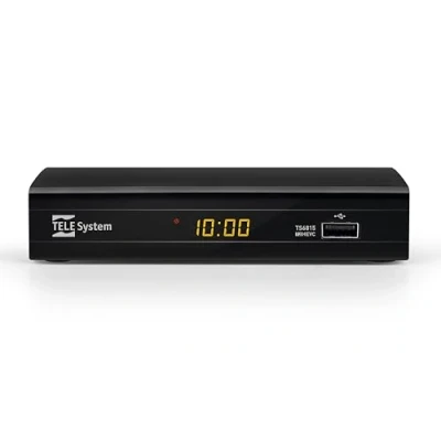 Immagine di Tele System Decoder Digitale Terrestre TS6815/02 DVB T2 HEVC 10 bit Tecnologia HD HDR HLG AUTOSCAN e LCN per ordine logico dei canali EPG aggiornata Lettore multimediale Telecomando incluso