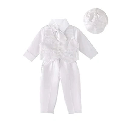 Immagine di Lito Angels Completo Abito Bianco Battesimo con Cappello per Bimbo, Taglia 9 12 Mesi, Manica Lunga (Etichetta in Tessuto 0M)