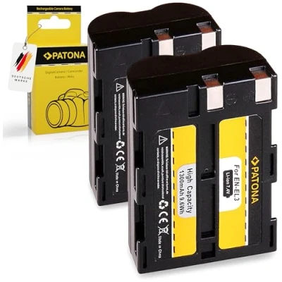 Immagine di PATONA 2x Batteria Ricambio per Nikon EN EL3, EL3a, ENEL3 Batterie 1300mAh Compatibile con D70, D70s, D50, D100