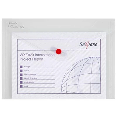 Immagine di Snopake Polyfile A5 Cartellina con chiusura a bottone trasparente Classic
