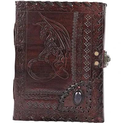 Immagine di OVERDOSE Drago con Diario in pelle di pietra serratura rilegato per ufficio uomini e donne Quaderno schizzi notebook 5 x 7 pollici 12 17 cm A6