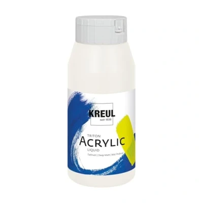 Immagine di KREUL 17033 Solo Goya Triton Acrylic paint White (Mischweiß) flacone da 750 ml Asciugatura rapida con un aspetto opaco Qualità di studio Vernice a base d&#039;acqua, versatile, coprente ed economica