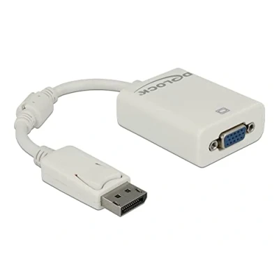 Immagine di Delock 61766 DisplayPort / VGA Adattatore [1x Spina 1x Presa VGA] Bianco con nucleo in ferrite 12.00 cm