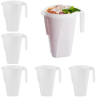Immagine di MATANA 6 Brocche in Plastica, Caraffe Bianche (1,5L) Cocktail, Limonata, Punch, Sangria, Birre e Altro Compleanni, Matrimoni, Natale, Picnic, Barbecue, Feste Resistenti Riutilizzabili