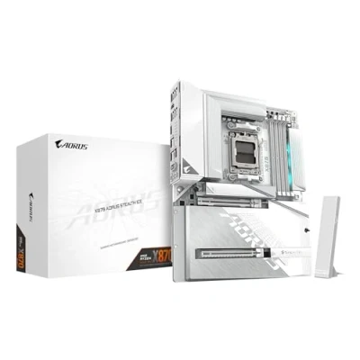 Immagine di GIGABYTE X870 AORUS STEALTH ICE Scheda Madre Supporta CPU AMD Ryzen 9000, VRM digitale a 16+2+2 fasi, fino 8200 MHz DDR5 (OC), 2 x PCIe 5.0 + 4.0, Wi Fi 7, LAN 5 GbE, USB 4