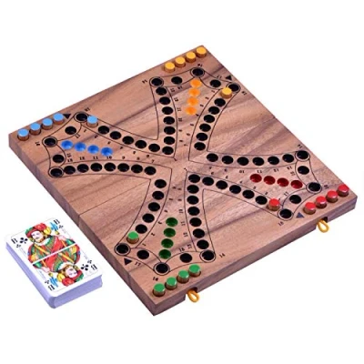 Immagine di LOGOPLAY Tock per 4 giocatori Gioco di società con carte da tavolo in legno pieghevole