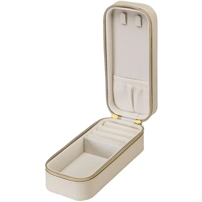Immagine di PURELEI® Portagioie da viaggio per gioielli Borsa in ecopelle Organizer Custodia 16,5 x 6,5 5 cm