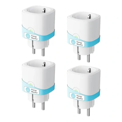 Immagine di Meross Presa Smart WiFi con Monitoraggio Consumi, Intelligente 16A, Schuko (Type F) Compatibile Alexa, Google Home e SmartThings, Controllo Vocale Remoto, 4 Pezzi