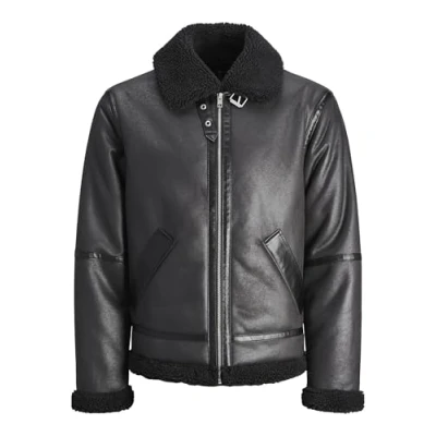 Immagine di Jack &amp; Jones Jorcole Aviator Jacket Giacca in similpelle, Uomo, Taglia: Large, Black