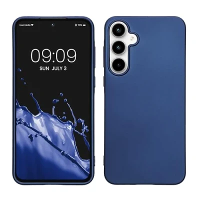 Immagine di kwmobile Custodia Compatibile con Samsung Galaxy A55 5G Cover Back Case Morbida Protezione in Silicone TPU Effetto metallizzato blu