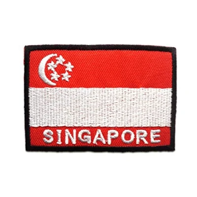 Immagine di Singapore bandiera Toppe termoadesive Patch Toppa ricamate, misura: 4,8 x 7 cm