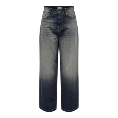 Immagine di ONLY Onldemi MW Wide Tint DNM Tai Pantaloni, Blu Jeans Scuro, 26W x 30L Donna
