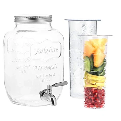 Immagine di Navaris Drink Dispenser con Rubinetto Spillatore e Infusore 4L Contenitore Versa Bevande alla Spina Infusiera per Acqua Aromatizzata Frutta
