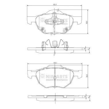 Immagine di NIPPARTS J3604064 Kit pastiglie freno Assale anteriore HONDA: Accord 7 Limousine, Tourer