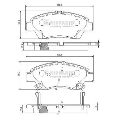 Immagine di NIPPARTS N3604068 Kit pastiglie freno Assale anteriore con segnalatore acustico usura accessori HONDA: JAZZ 3, 4, Insight II Hatchback