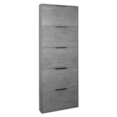 Immagine di Composad Scarpiera Slim della Linea ESPRESSO con 5 Ribalte, Salvaspazio, per Ingresso, Ripostiglio, Portascarpe, (LxAxP) 65x173,5x15 cm, Colore Grigio Cemento, Made in Italy