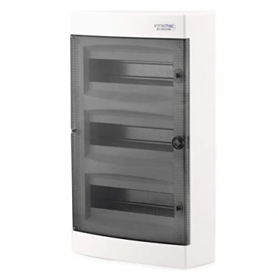 Immagine di Scatola portafusibili da esterno IP40 Alloggiamento del distributore 3 file fino a 36 moduli Porta trasparente per l&#039;installazione in ambiente asciutto casa