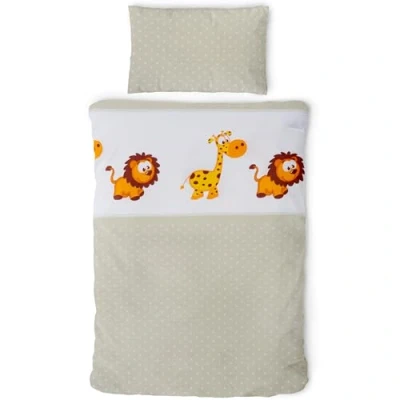 Immagine di Gräfenstayn®, lenzuola per bambini, 2 pezzi, motivo con animali, chiusura lampo integrata, 100% cotone. Copripiumino 135 x 100 cm; federa 60 40 cm (Giraffa &amp; Leone)