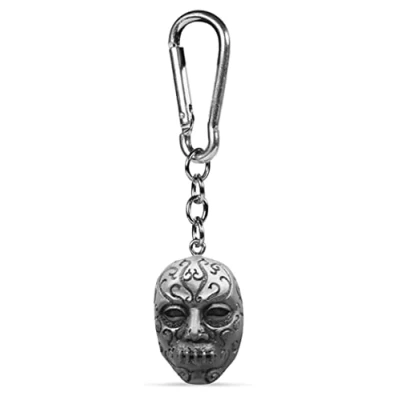 Immagine di Pyramid International Portachiavi in metallo 3D con maschera Mangiamorte di Harry Potter, Argento, 8.8 x 8.2 7.5 cm, Casual
