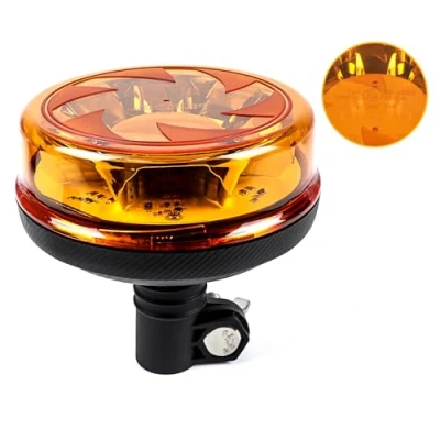 Immagine di Yinaolan Luce di segnalazione ambra a LED, 16LEDs 12/24V lampada lampeggiante arancione 4 flash e 2 modelli rotanti per macchine agricole, veicoli commerciali, scuolabus, camion escavatori trattore