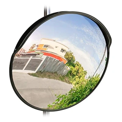 Immagine di Relaxdays Specchio Convesso 60 cm, Resistente alle Intemperie, Infrangibile, per Esterni &amp; Interni, incl. Supporto, Nero