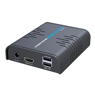 Immagine di AGPTEK Long Range Extender HDMI KVM Corso Singolo Cat 5 / 5e 6/7 Ethernet prolunga Fino Cavi Segnale a 120m 365Ft Ultra HD 1080p @ 60Hz USB Keyboard Mouse Support